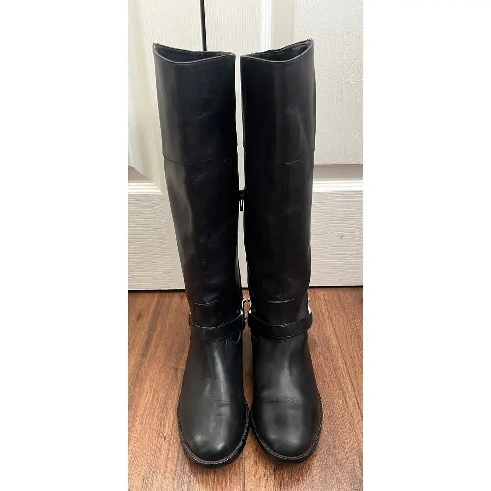 RALPH LAUREN Jacqui Black leather D-Ring Harness Tall Equestrian Boots - Picture 6 of 12